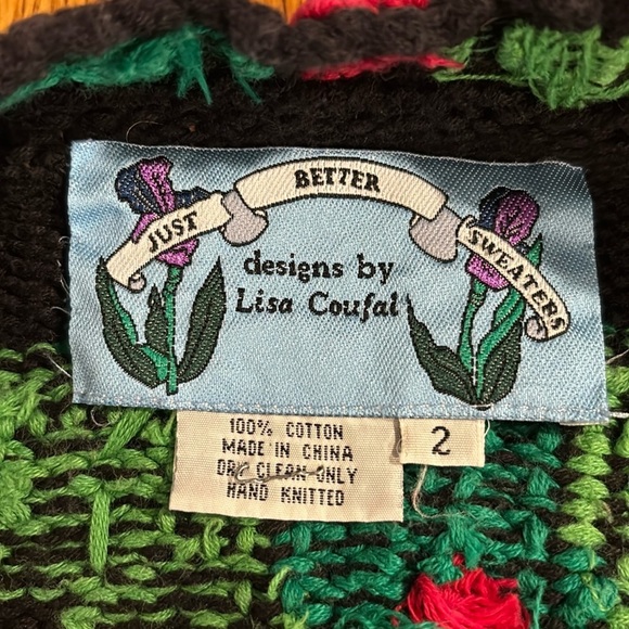 Lisa Coufal Sweater Vtg Ugly Christmas Sweater Graphic Santa Handmade 2X Holiday - Picture 10 of 11